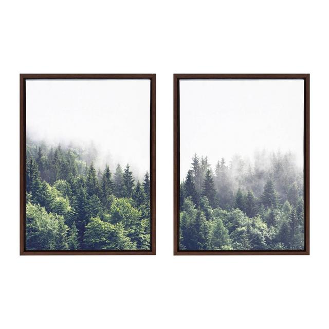 18" x 24" 2pc Sylvie Lush Green Forest on a Foggy Day Framed Canvases by the Creative Bunch Studio Brown - Kate & Laurel All Things Decor