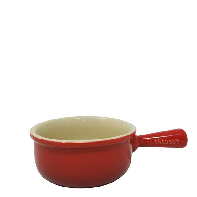 Le Creuset Stoneware 16-Ounce French Onion Soup Bowl, 16 oz, Embossed Cerise (Embossed Cerise)