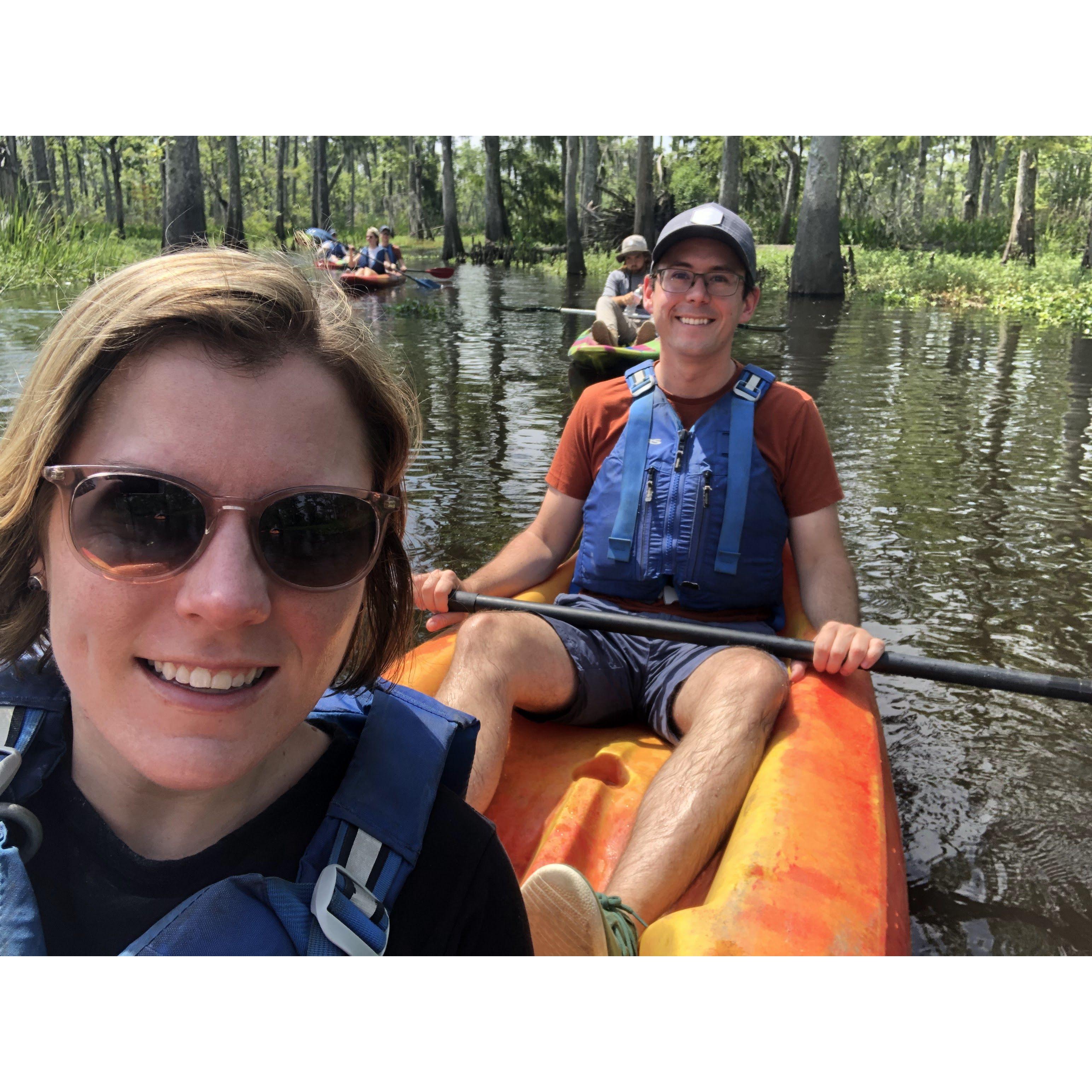 Kayaking in the bayou near New Orleans