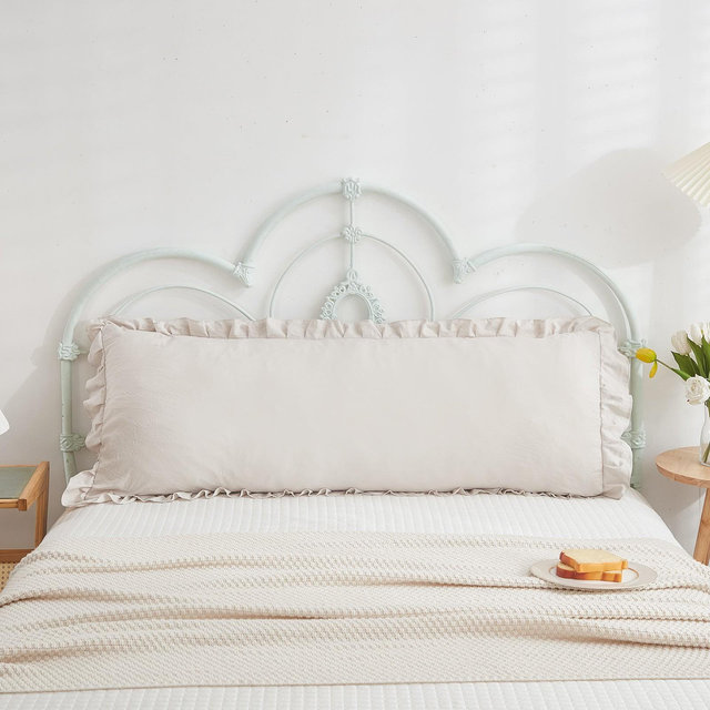 Ruffled Pillow Shams & Body Pillow Cover – Soft Wrinkle Resistant Bedding Collection Envelope Closure Beige Gray 1 Body