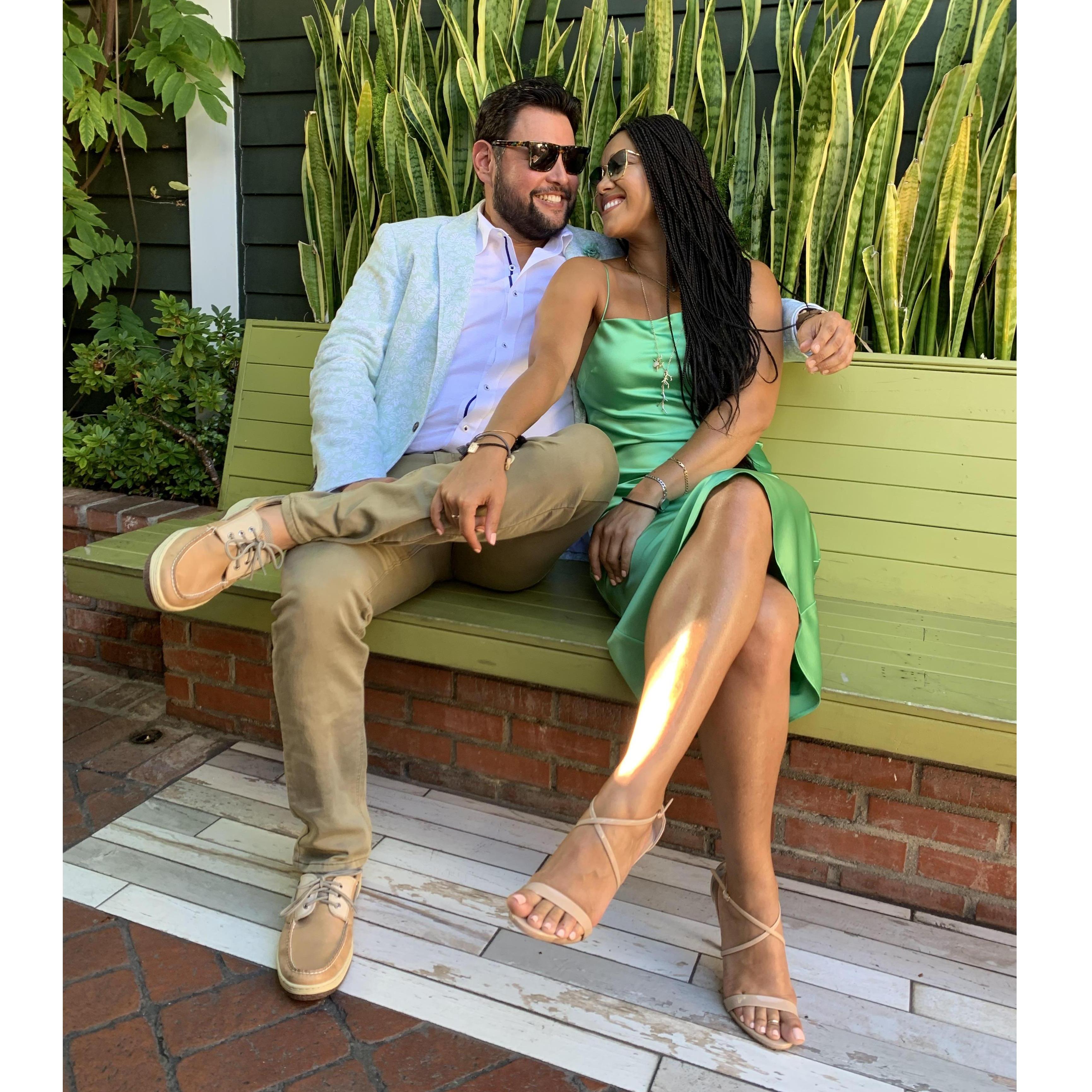 Matching in green at Erin and Deven's wedding.