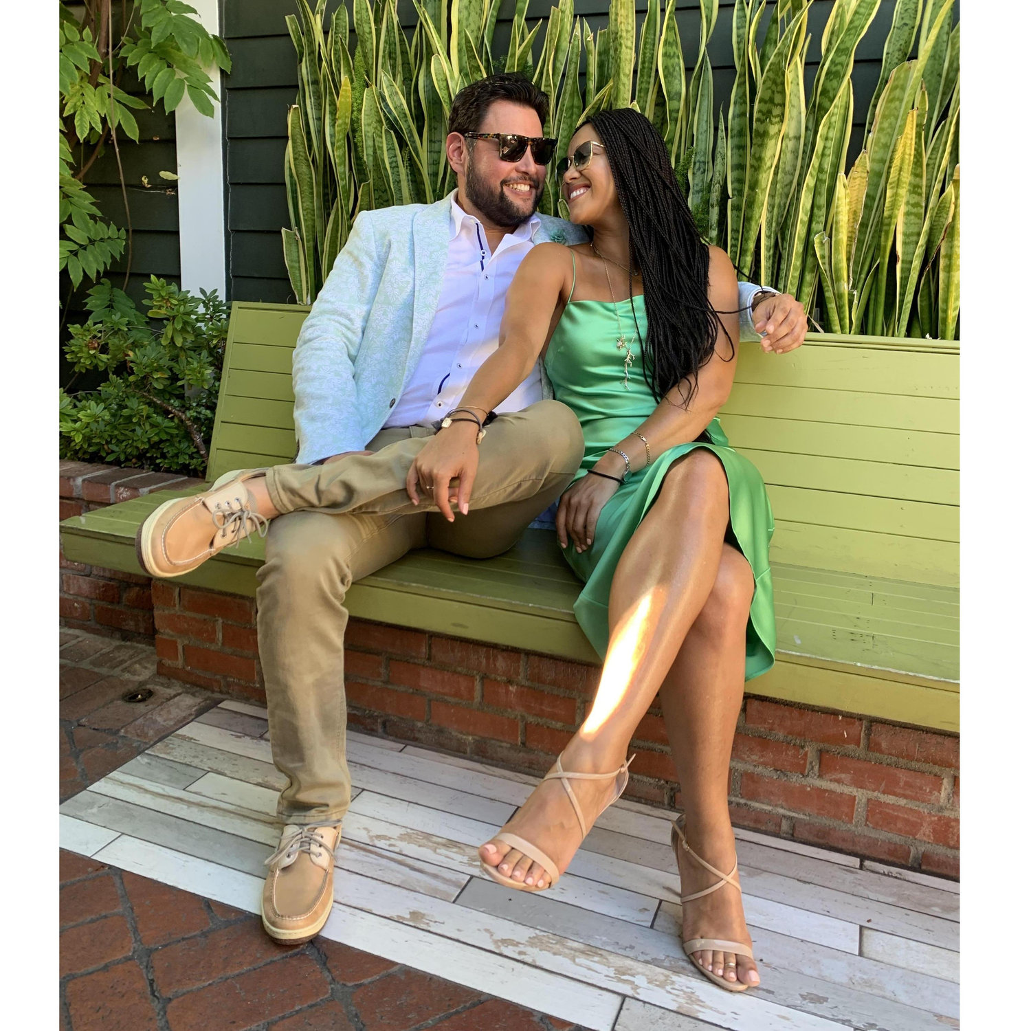 Matching in green at Erin and Deven's wedding.