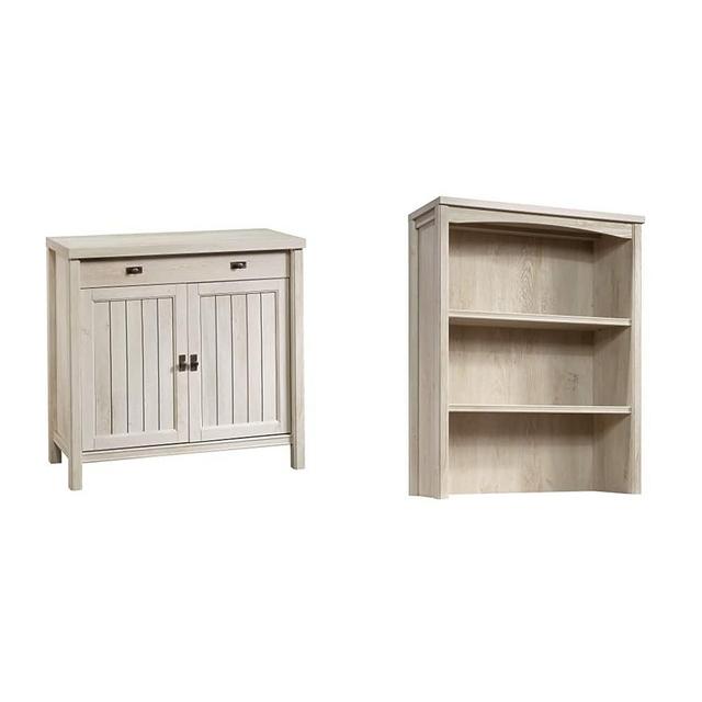 Sauder Costa Library Base, Chalked Chestnut Finish & Costa Library Hutch, Chalked Chestnut Finish