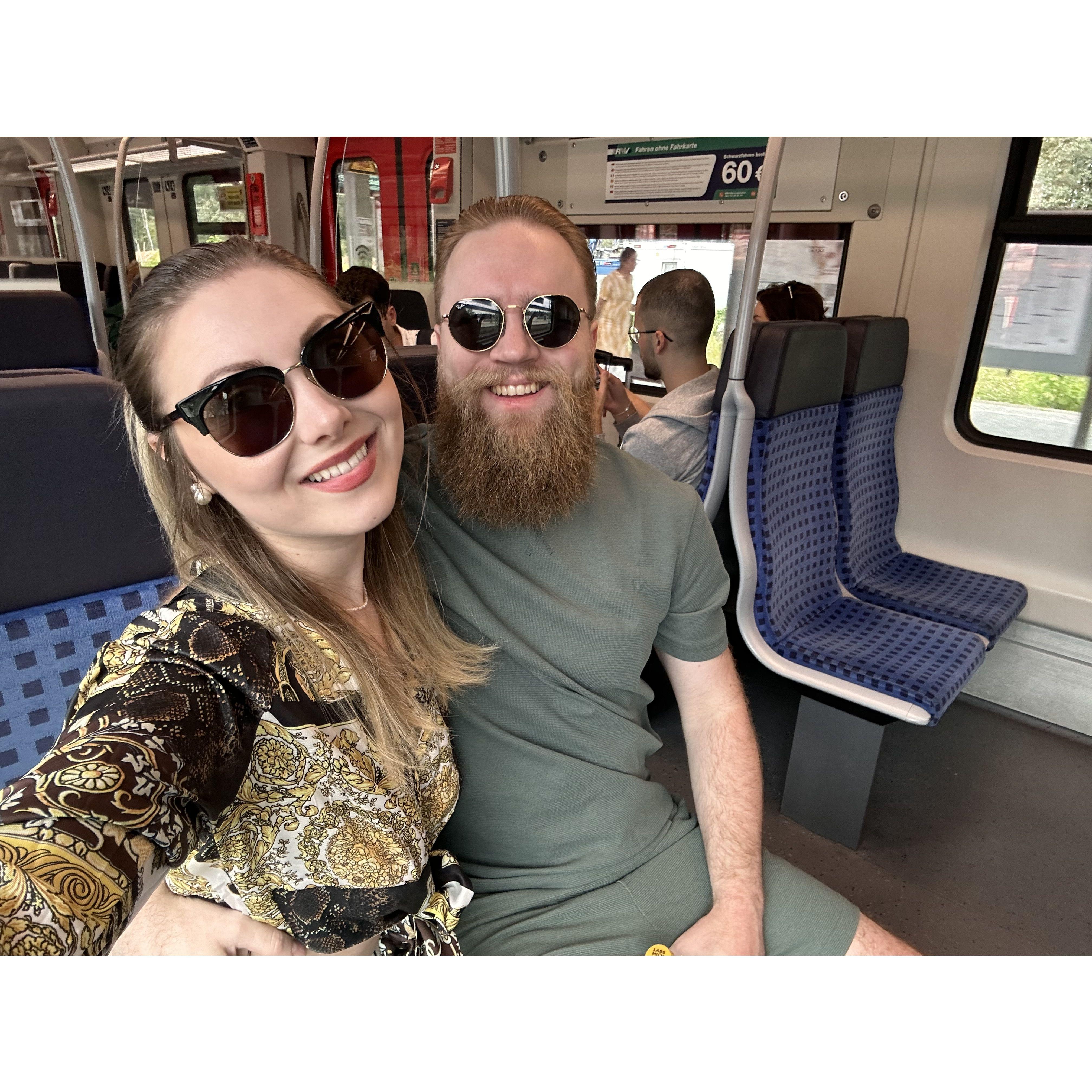 On the train in Frankfurt, Germany in 2023!