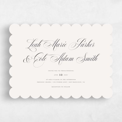 Beige Scalloped Wedding Invitation - Lennon Landscape