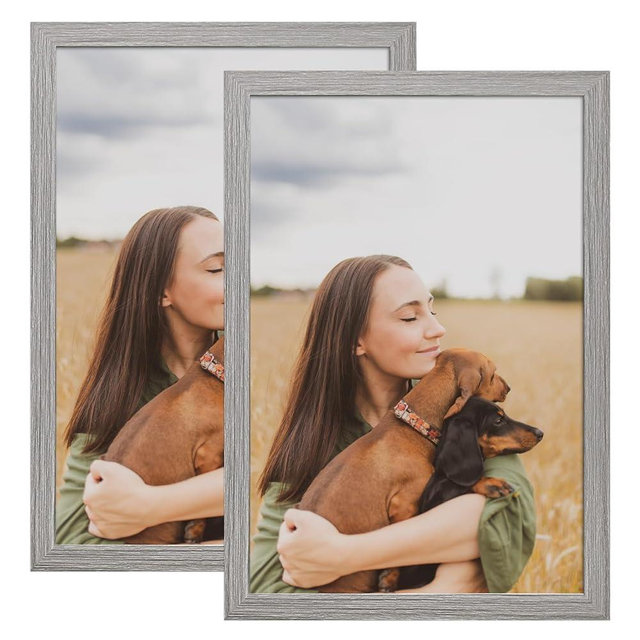 DABLUE 24x36 Picture Frames Rustic Grey Wooden Pattern 24 by 36 Photo Frame for Mural and Picture, 2 Packs of 24 x 36 Inch Poster Frame
