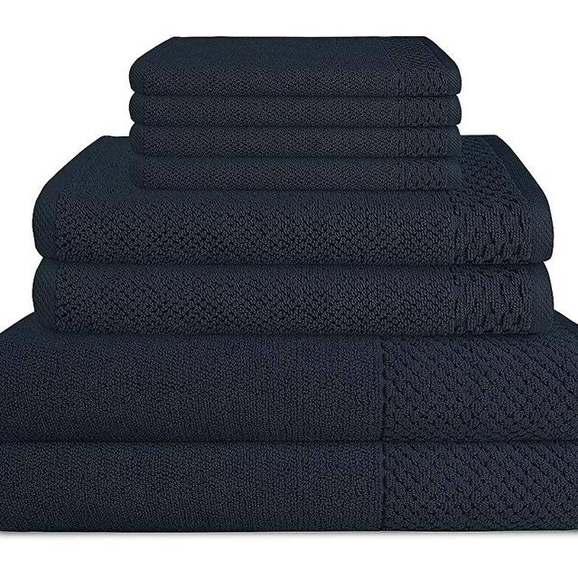 Super Soft Bath Towels Set of 8 Navy 600 GSM - 100% Ring Spun Cotton 2 Large Bath Towels 30x54, 2 Hand Towels 16x27 and 4 Wash Clothes 12x12 Highly Absorbent Quick Dry Luxury Towel