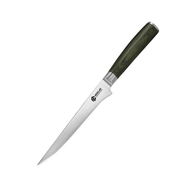 HexClad Damascus Steel 6 Inch Boning Knife, Steel Bolster and Full Tang Pakkawood Handle, Ideal for Filets, Fish, Carving