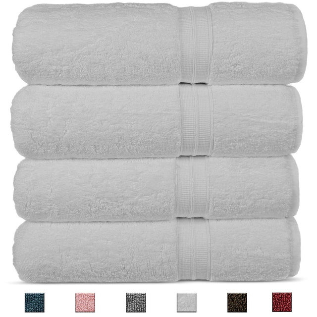 Chakir Turkish Linens - Luxury Premium Turkish Cotton 4-Piece Bath Towels, Long-Stable 20/2, 2 Ply Turkish Ring-Spun Cotton Yarn Makes The Luxe-Factor, Eco-Friendly, (White)