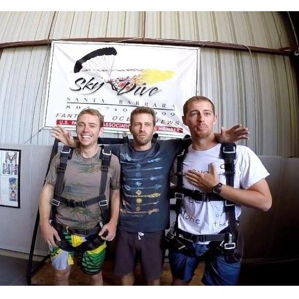 Skydiving with Groomsmen David Palm and Clay Greaney