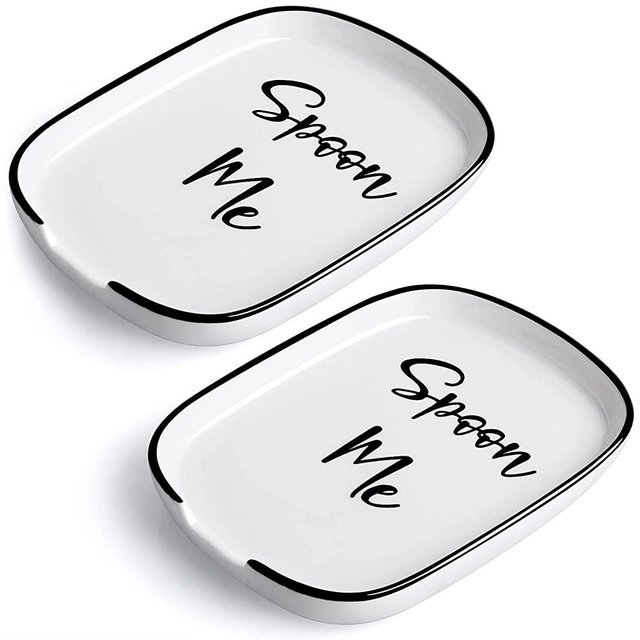 Ceramic Spoon Rest for Stove Top, Extra Large Spoon Holder, Farmhouse Spoon Rest for Kitchen Counter, Coffee Spoon Rest, Heat-Resistant Cooking Utensil Rest, Modern Farmhouse Kitchen Decor, Set of 2