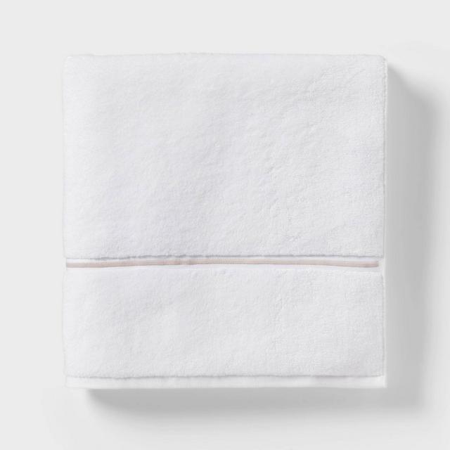 Oversized Spa Plush Bath Towel Light Gray Embroidered - Threshold™