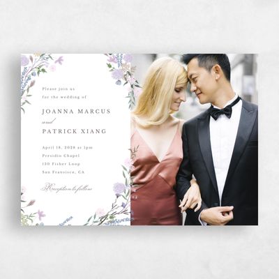 Dusty Purple Wedding Invitation - Laurelwood Photo