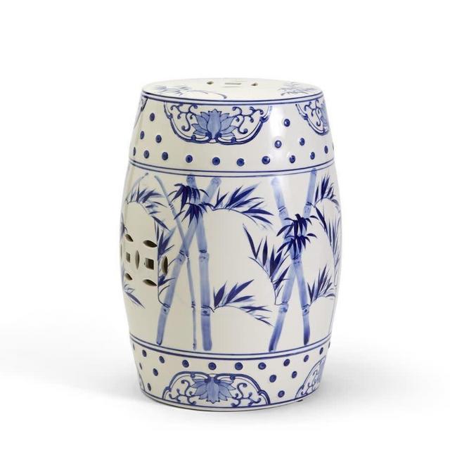 Bamboo and Rose Pattern Garden Stool