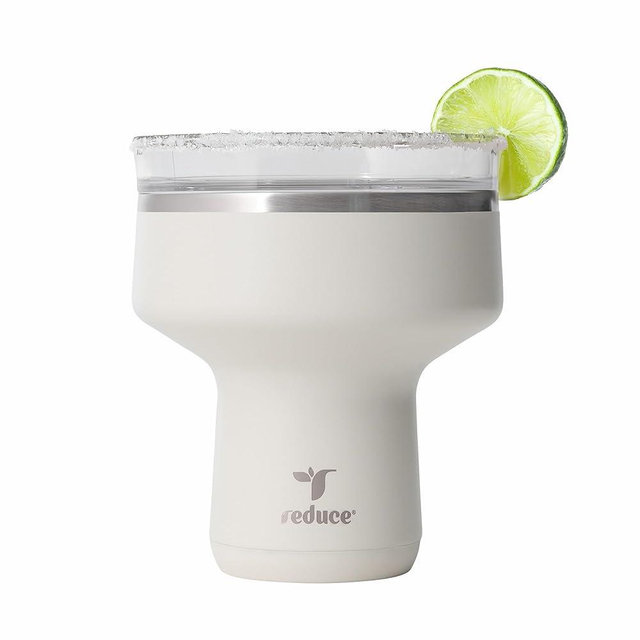 REDUCE Saltini 16 oz Cocktail Tumbler - Insulated Margarita Tumbler with Lid - Keeps Drinks Cold for 10 Hours - 360 Sippable Martini Glass Alternative - Shatterproof, Perfect for Parties - Unbleached