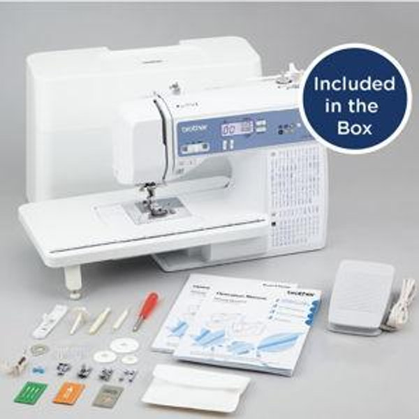 Brother Sewing and Quilting Machine, Computerized, 165 Built-in Stitches, LCD Display, Wide Table, 8 Included Presser Feet, White, 20x12x17