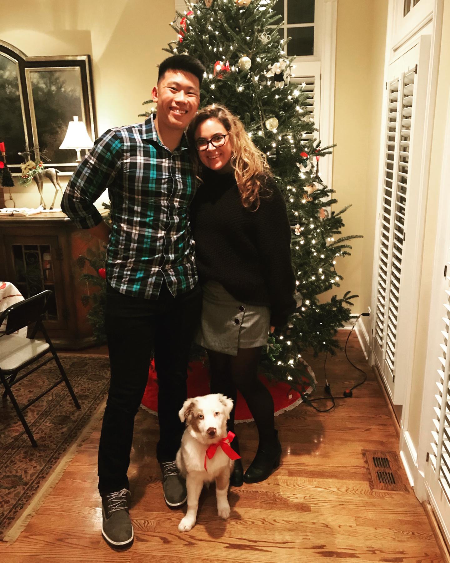 Our first Christmas with the newest addition to the family, Wrigley!