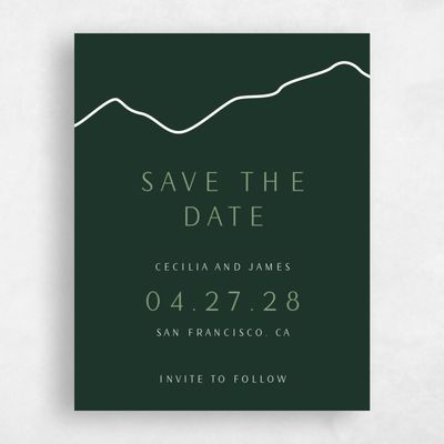 Green Fall Wedding Save the Date - Cedarcrest Portrait