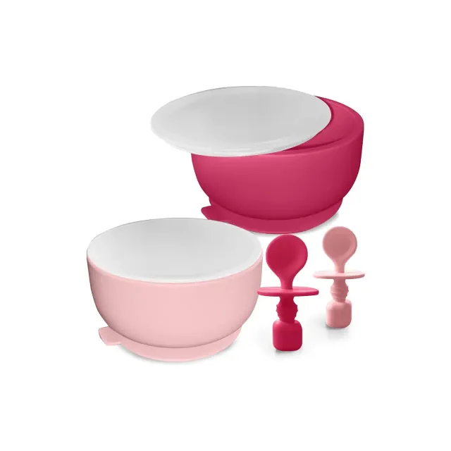 Sperric Silicone Baby Feeding Set - Infant Suction Bowls with Lids and Spoons | BPA Free Toddler Self Feeding Utensils for 0-6 Months