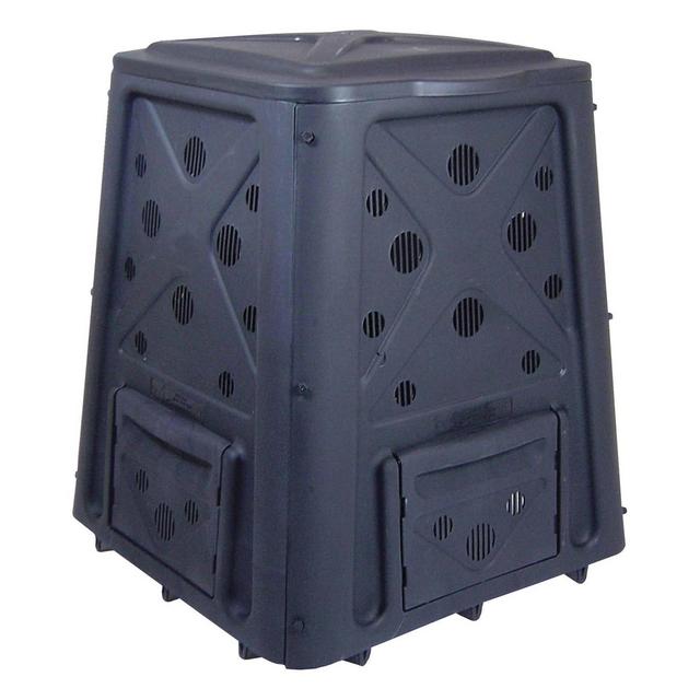 Redmon 65 Gallon Capacity Compost Bin with Snapping Lift Off Lid, 4 Door Access, and Multiple Vent Holes, for Home Gardens and Landscaping, Black