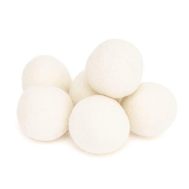Wool Dryer Balls 6 Pack,Natural Fabric Softener 100% Organic Premium XL New Zealand Wool,Reusable,Reduces Clothing Wrinkles and Baby Safe, Saving Energy & Time, White 6 Count (Pack of 1)