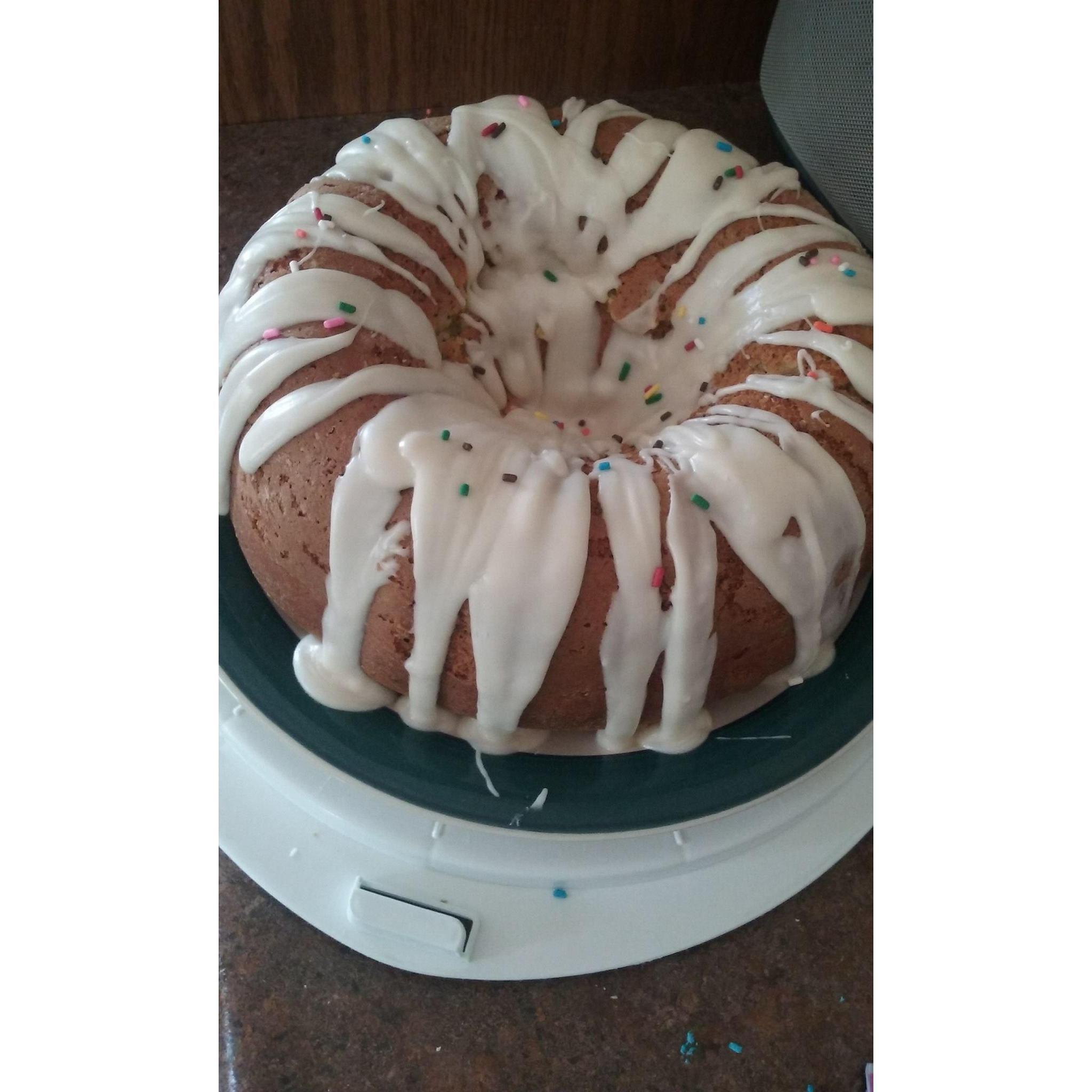 The first Birthday cake she made him! Almond poppy-seed. :) <3 (July 2016.)