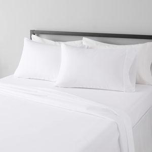 4 Piece Bed Sheet Set, Super Soft Easy Care, 14" Deep Pockets, Queen, Bright White, Solid