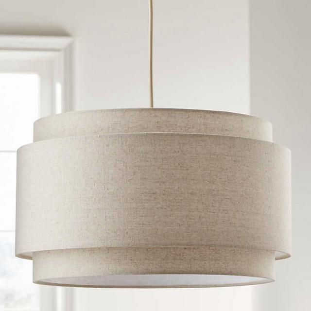 Crate & Barrel - Avery Natural Linen Double Drum Pendant Light