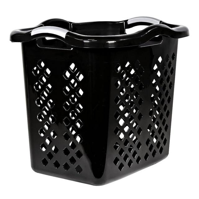EGEN Home Logic 2 Bushel Lamper Plastic Laundry Basket with Silver Handles, Black