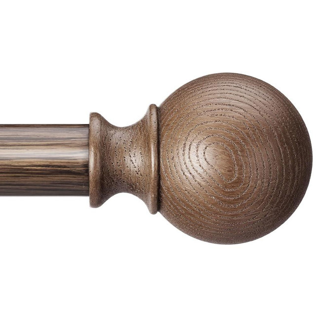 BRIOFOX Walnut Wood Curtain Rods for Windows 48 to 84 Inch(4-7.33ft) - 1'' Diameter Heavy Duty Curtain Rods with Imitation Wood Grain Pattern Finials,Adjustable Decorative Curtain Rods Set,28-88''