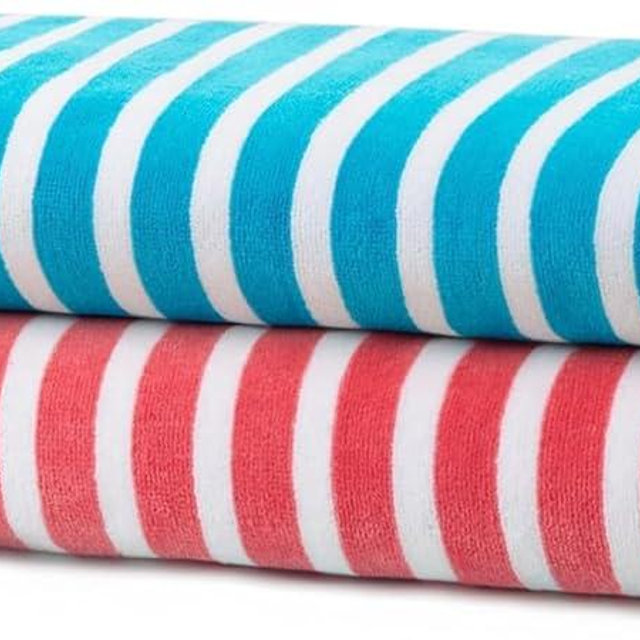 Kaufman - Colorful Racing Striped Beach & Pool Towel - Extra Large Beach Towel - Soft & Absorbent 100% Cotton Towels - Assorted Colors - 30" x 60" (2-Pack)