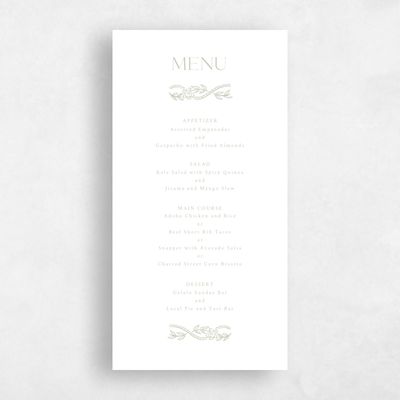 Olive Sage, Green Wedding Menu - Estella