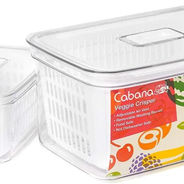 Set of 2 Vegetable Crispers/Greens Saver with Adjustable Air Vents - Large (5.6L) and Small (1.6L)