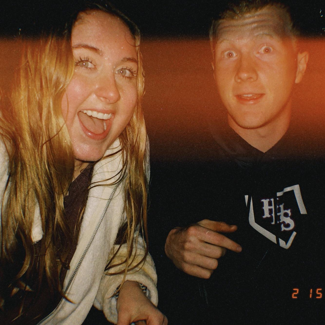Our first photo together. We got caught in the rain after exploring.