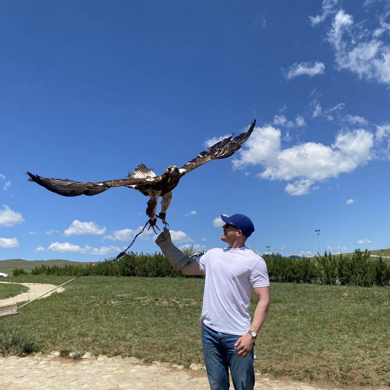 Jake hunted with this eagle in Mongolia