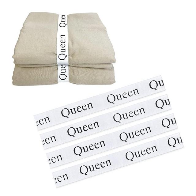 Jajahu 4Pcs Bed Sheet Organizer Bands | Elastic Linen Label Sheet Keepers | Fitted Sheet Storage Bedding Bands for Linen Closet Blanket,King Twin Full Queen Sheet Straps for Bedroom(Queen)