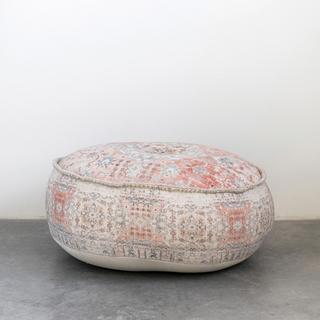 Distressed Print Pouf