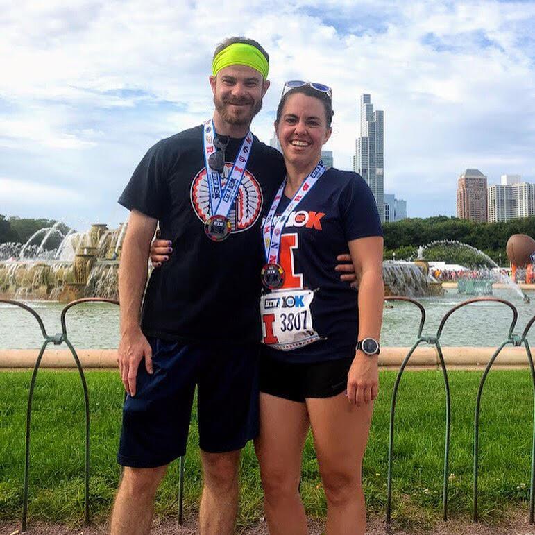 The Big Ten 10K!  Kylin threatened to get a Purdue shirt if Kyle didn't run it with her.