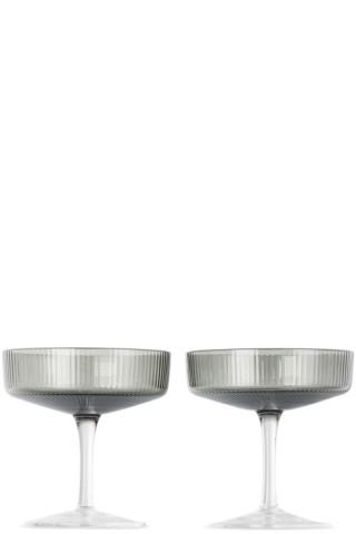 ferm LIVING Martini Glasses et of two mouth-blown champagne glasses in gray