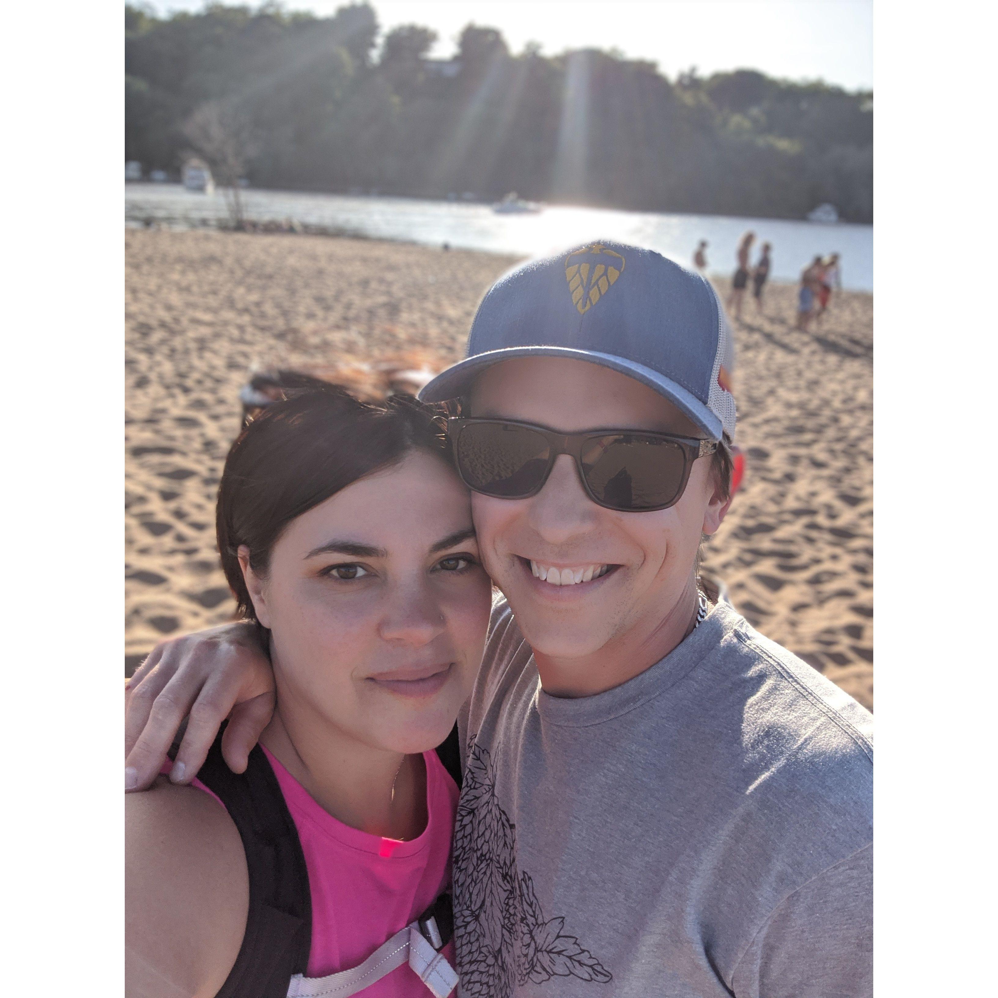 Our second date in Hudson, we ate on the beach with geese nearby, yelling at us! They must have known we'd make it!