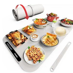 Food Warming Mat, iTRUSOU 27.5x16'' Electric Warming Tray with 7 Temp-Settings, 1-99h Flexible Timer, Switchable °F/°C, Rollable Food Warmer Keep Food Warm at Buffet, Party, Sabbath, Daily Use