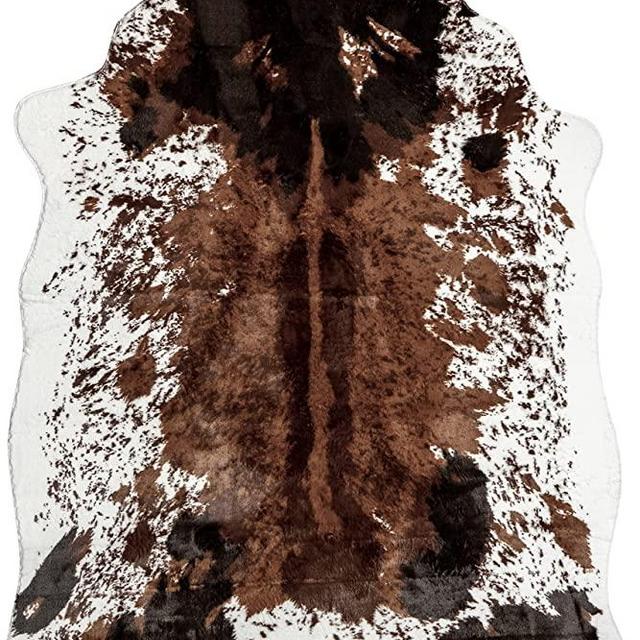 NativeSkins Oversized Faux Cowhide Rug - Original (6.2ft x 8.2ft) - Cow Print Area Rug for a Western Boho Decor - Synthetic, Cruelty-Free Animal Hide Carpet with No-Slip Backing