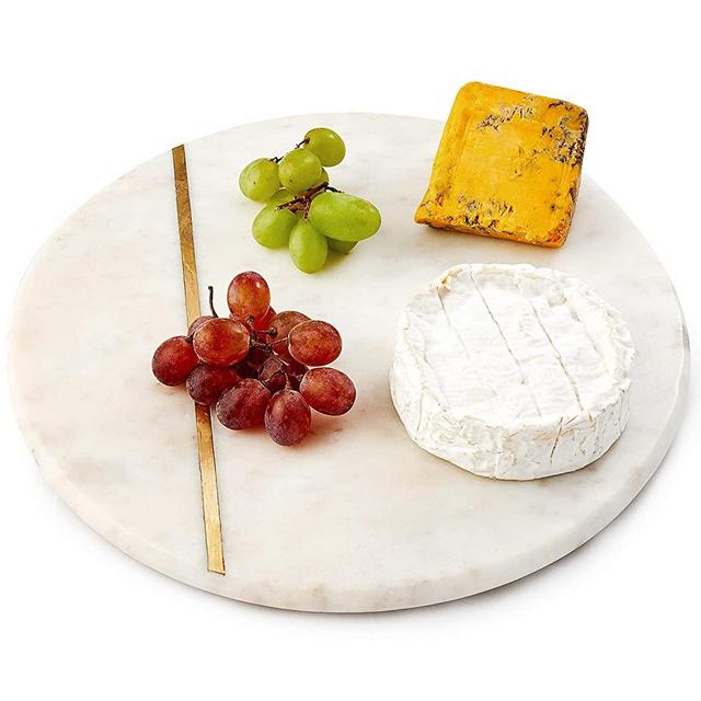 Hampstead - Marble Cheese Tray Board | Marble Charcuterie Board Serving Platter For Kitchen | Round Marble Serving Boards For Cake Bread Cheese