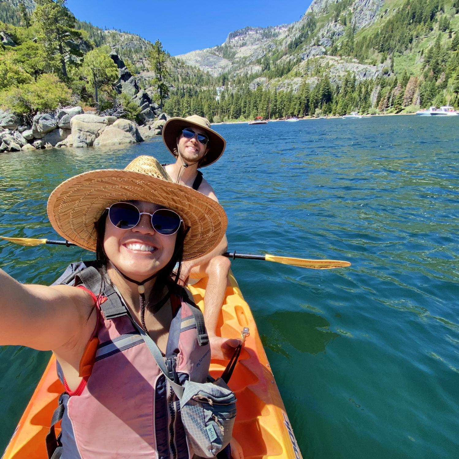 Kayaking around the tea house in Emerald Bay, Lake Tahoe