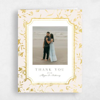 Linen, Beige Wedding Thank You - Vasara Photo Foil
