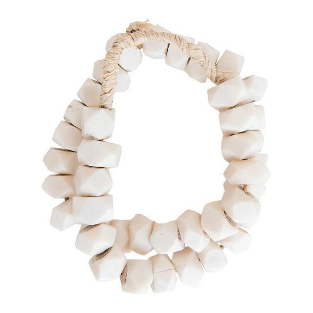 Hex White Bone Beads