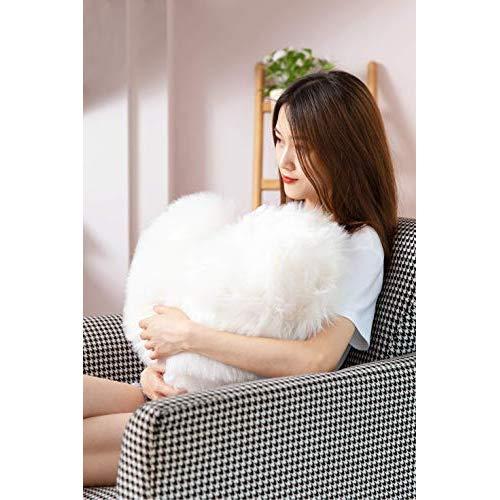 Rally Goods White Oversized Fluffy Heart Shape Throw Pillow (16x20 inch) with Insert, Ultra Plush Double-Sided Faux Fur Sheepskin, for Valentines, Home Décor Accents