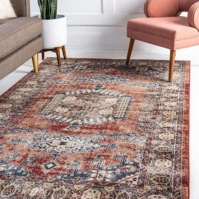 Unique Loom Utopia Collection Traditional Geometric Tribal Warm Tones Terracotta Area Rug (8' 0 x 10' 0)