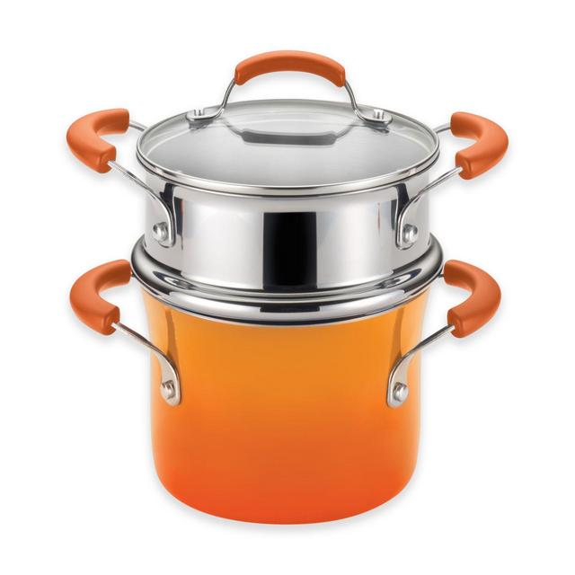 Rachael Ray™ Classic Brights 3 qt. Nonstick Covered Steamer Set in Gradient Orange