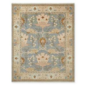 Fleur Hand Knotted Rug, 9x12', Blush/Glacier Blue